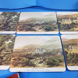 Set of 6 Vintage Scenic Clover Leaf Melamine Placemats Easy-Clean Style